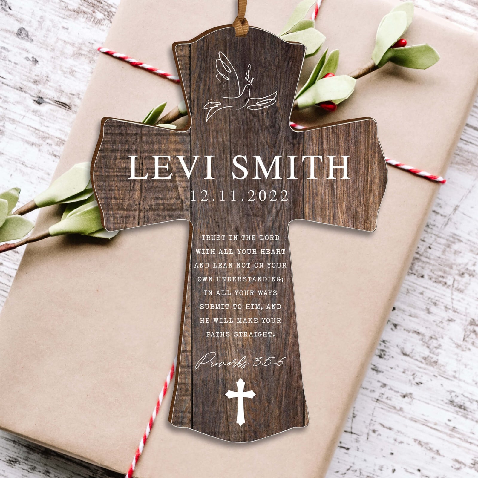 Personalized Confirmation Wooden Hanging Mini Cross - LifeSong Milestones
