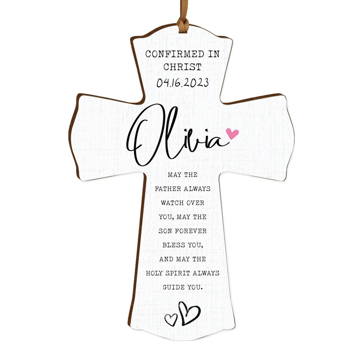 Personalized Confirmation Wooden Hanging Mini Cross - LifeSong Milestones