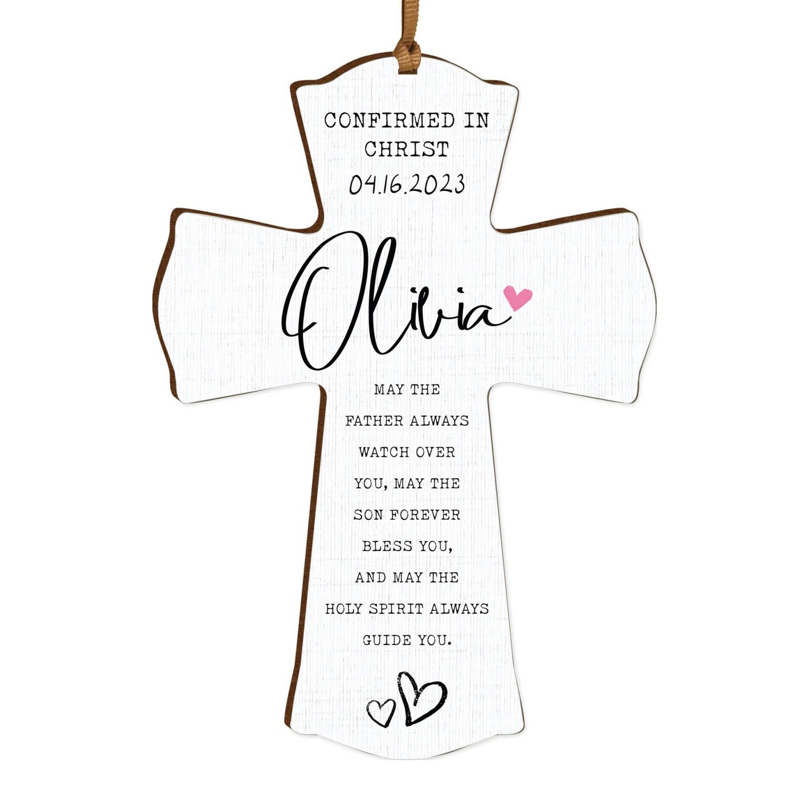 Personalized Confirmation Wooden Hanging Mini Cross - LifeSong Milestones