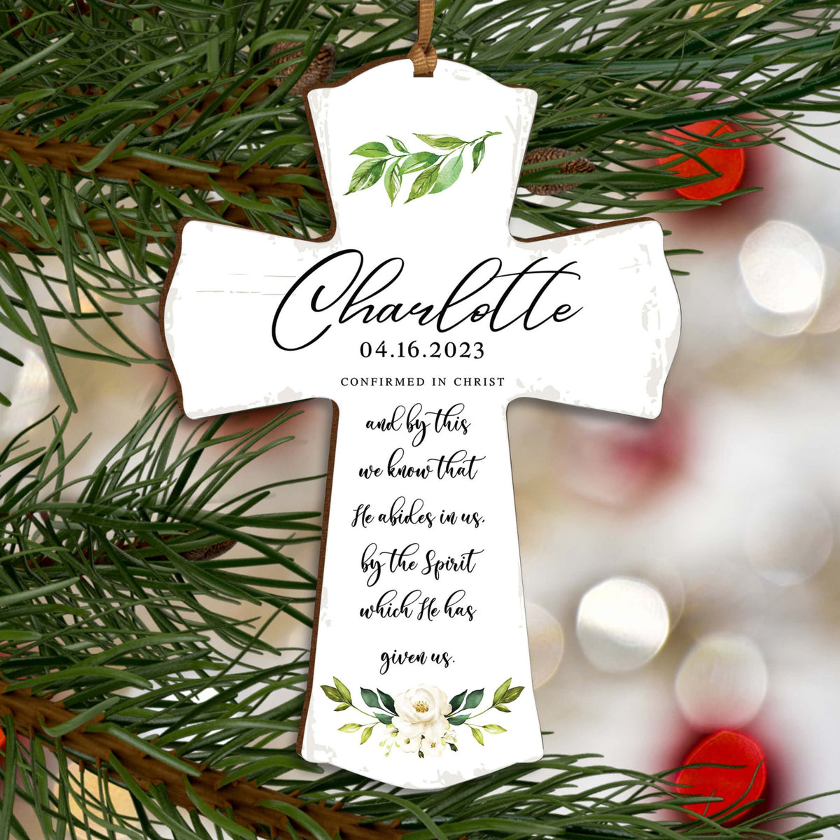 Personalized Confirmation Wooden Hanging Mini Cross - LifeSong Milestones