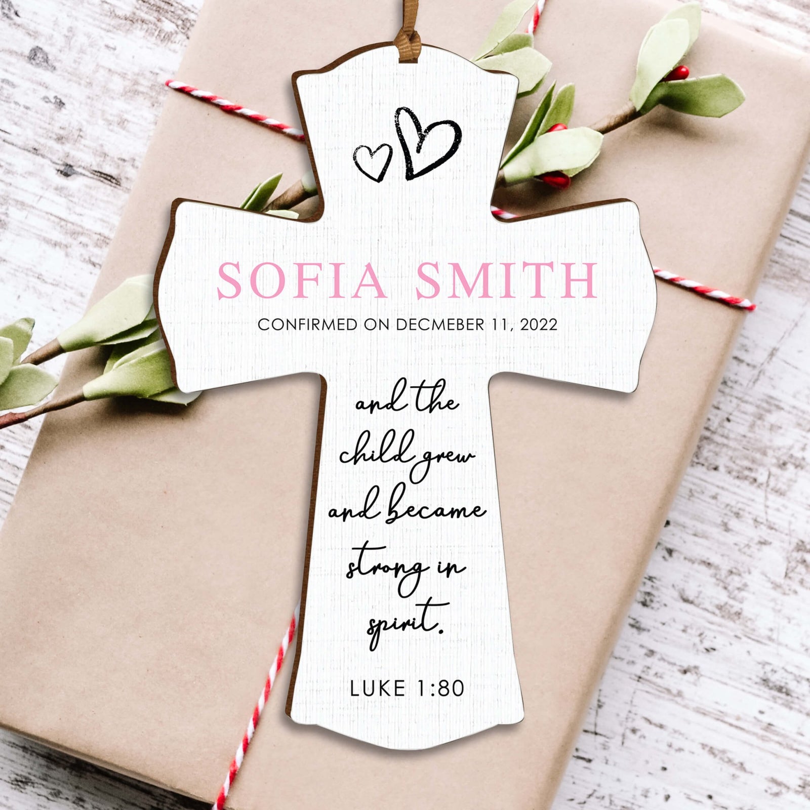 Personalized Confirmation Wooden Hanging Mini Cross - LifeSong Milestones