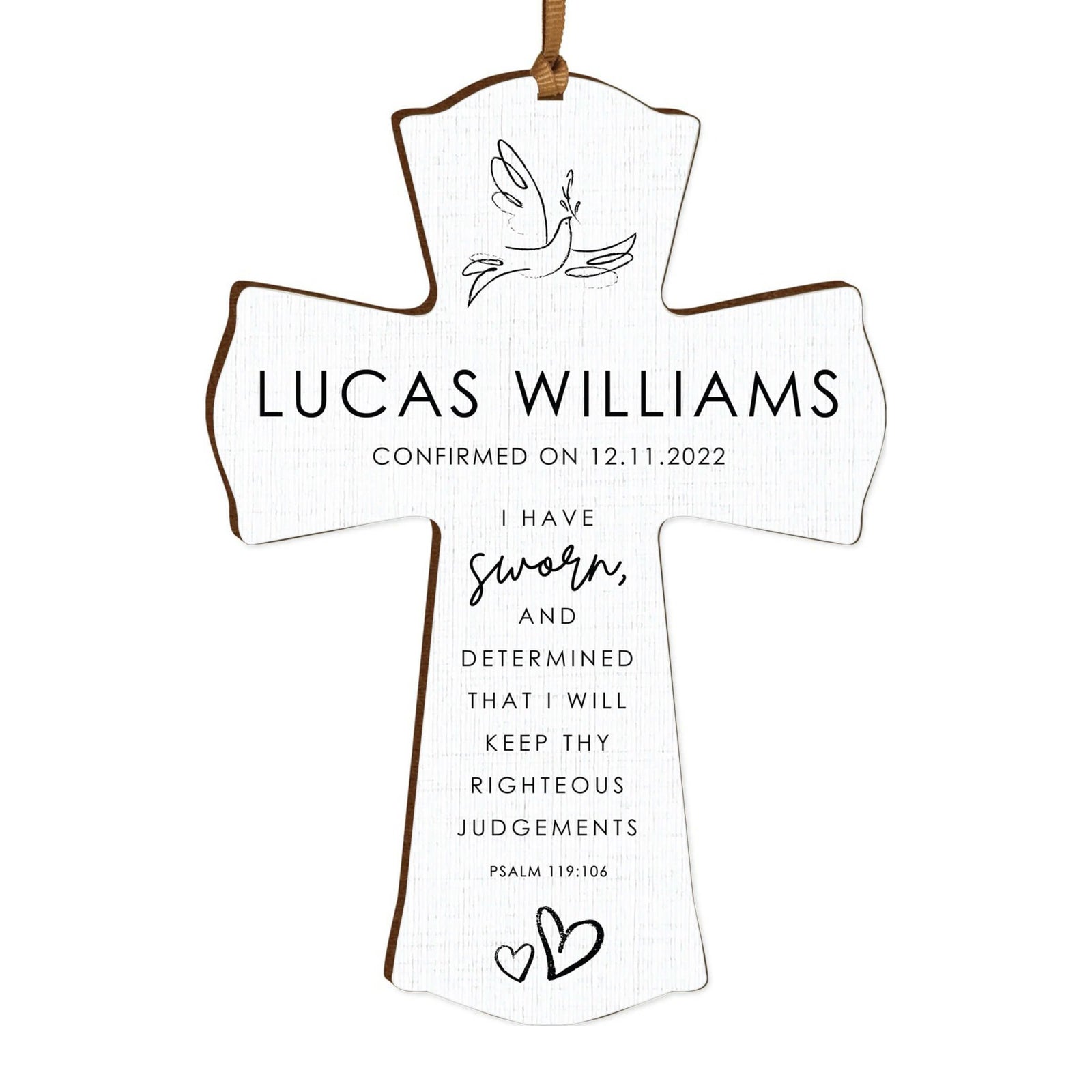 Personalized Confirmation Wooden Hanging Mini Cross - LifeSong Milestones