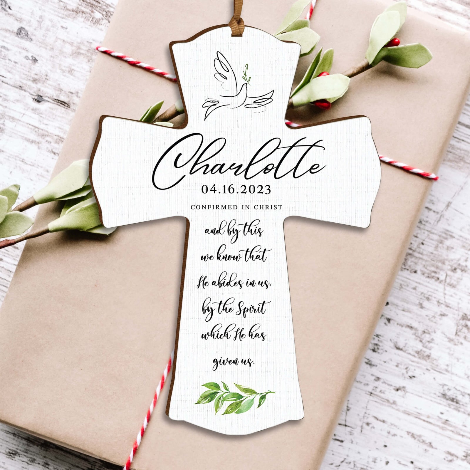 Personalized Confirmation Wooden Hanging Mini Cross - LifeSong Milestones