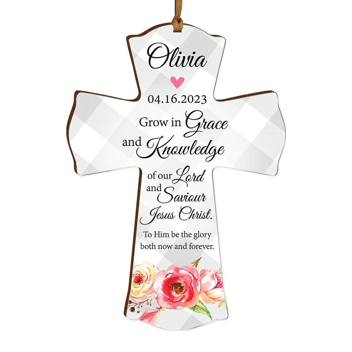 Personalized Confirmation Wooden Hanging Mini Cross - LifeSong Milestones