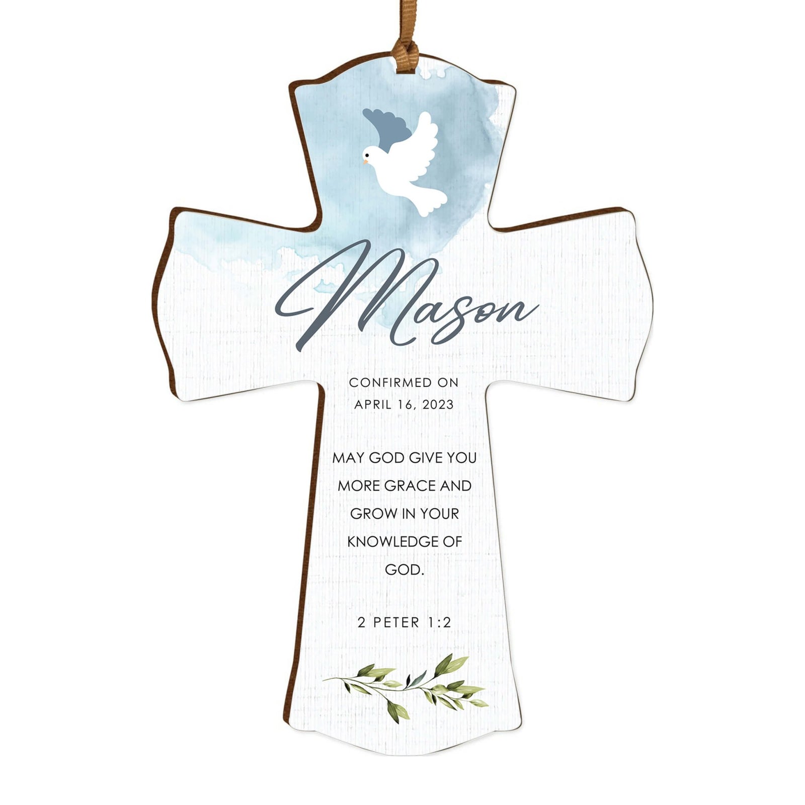 Personalized Confirmation Wooden Hanging Mini Cross - LifeSong Milestones