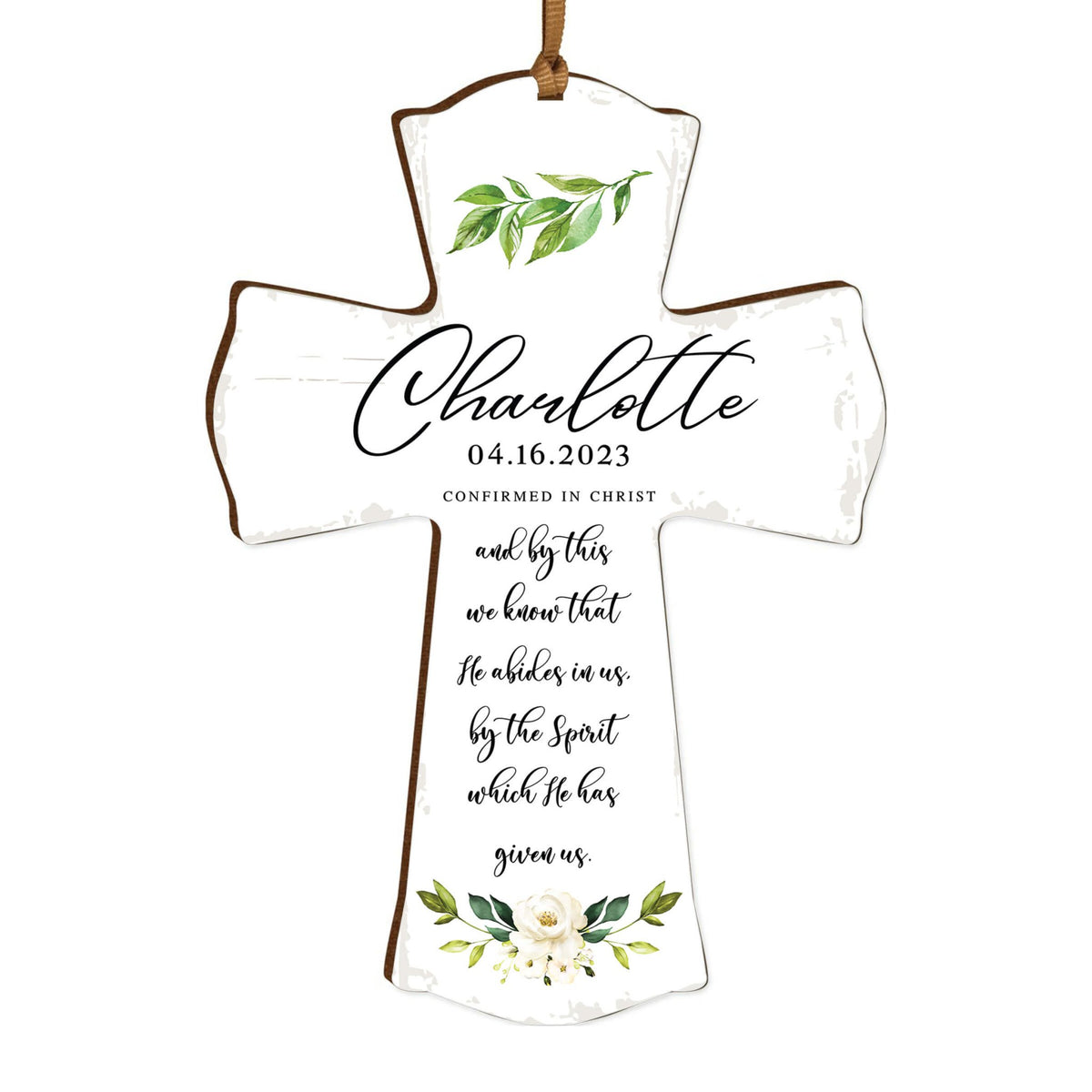 Personalized Confirmation Wooden Hanging Mini Cross - LifeSong Milestones