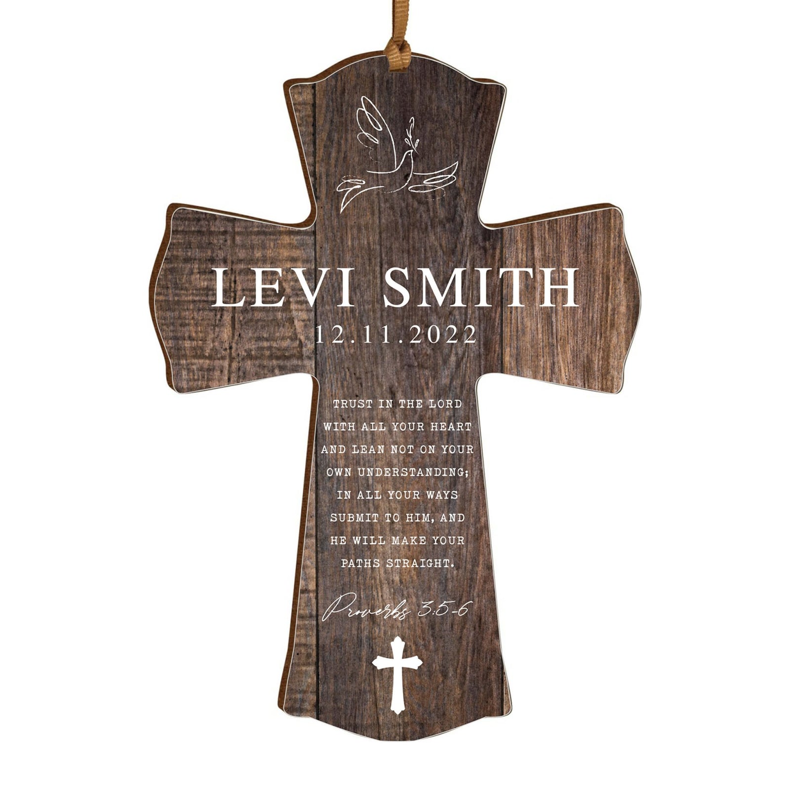 Personalized Confirmation Wooden Hanging Mini Cross - LifeSong Milestones