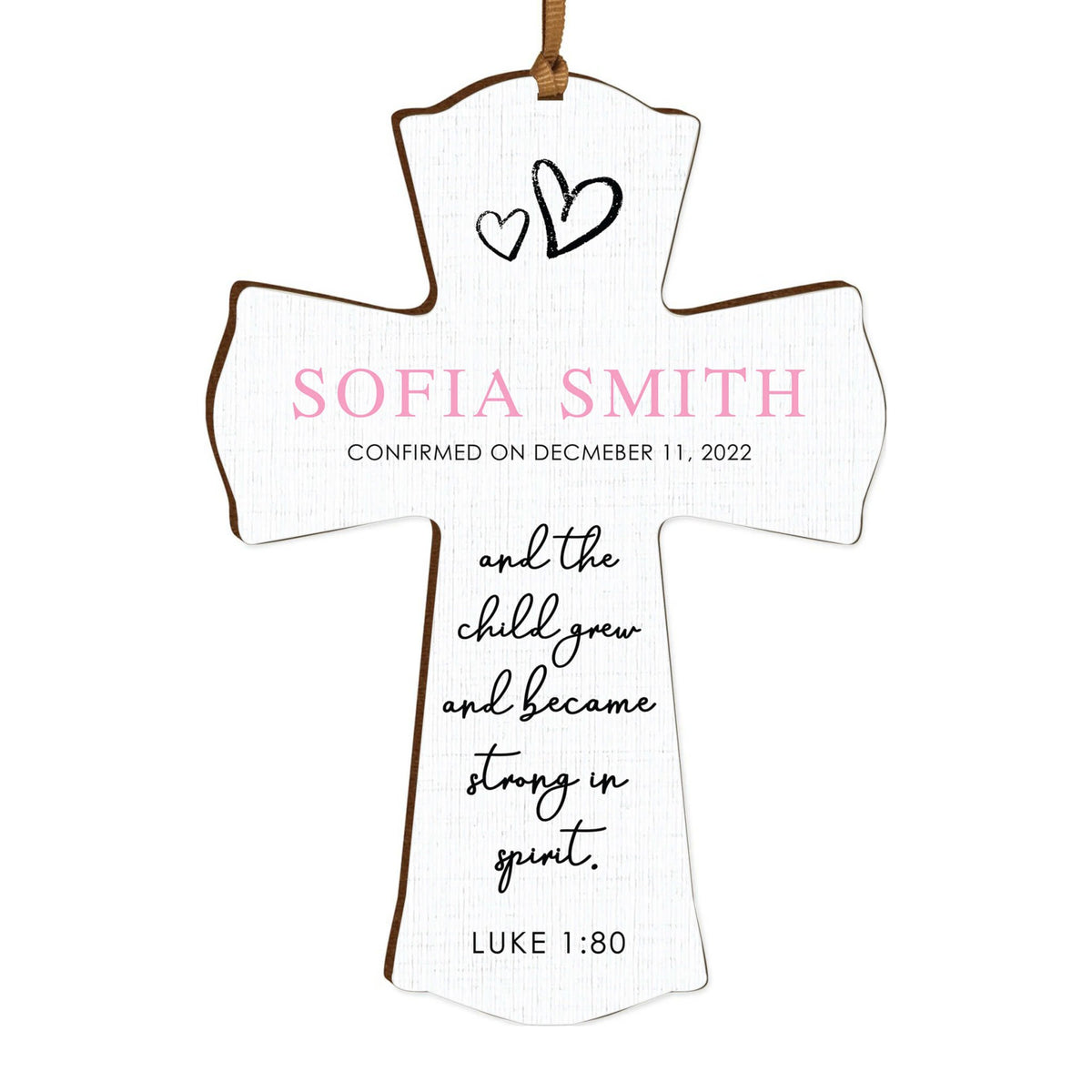 Personalized Confirmation Wooden Hanging Mini Cross - LifeSong Milestones