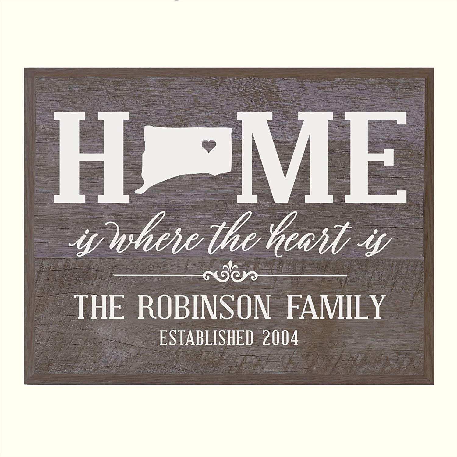 Personalized Connecticut State Home is Where the heart is Sign - LifeSong Milestones