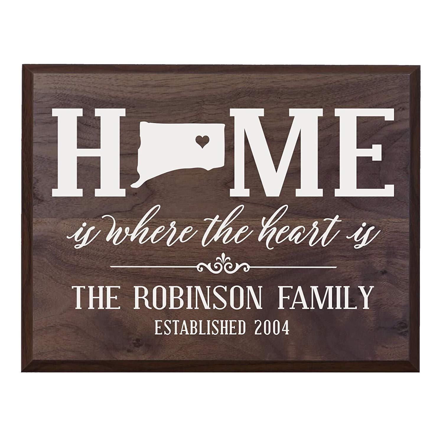 Personalized Connecticut State Home is Where the heart is Sign - LifeSong Milestones