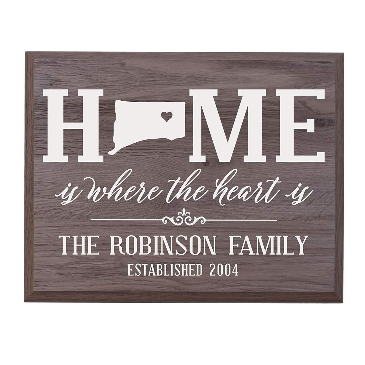 Personalized Connecticut State Home is Where the heart is Sign - LifeSong Milestones