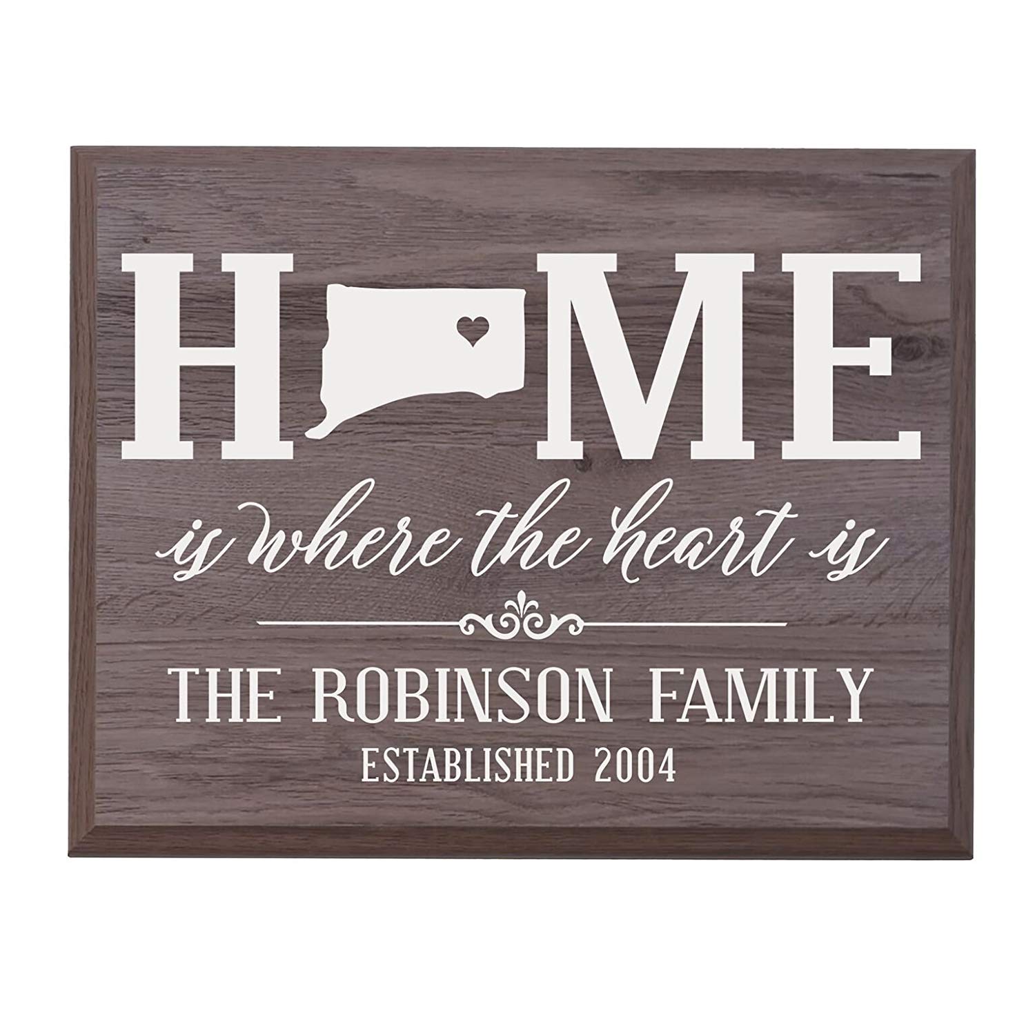 Personalized Connecticut State Home is Where the heart is Sign - LifeSong Milestones