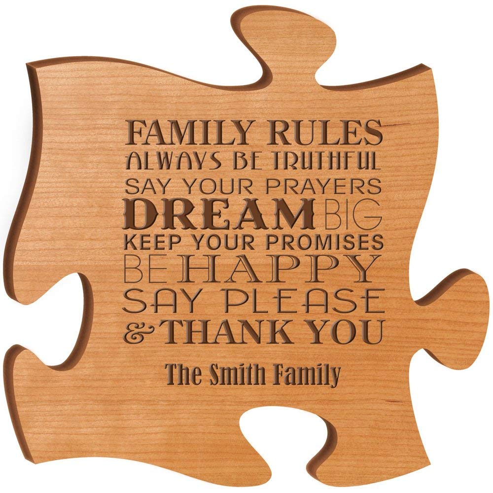 Personalized Custom Engraved Family Puzzle Sign Family Rules - LifeSong Milestones