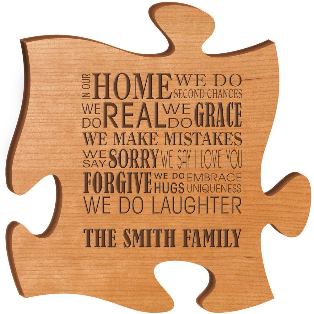 Personalized Custom Engraved Family Puzzle Sign - In Our Home - LifeSong Milestones