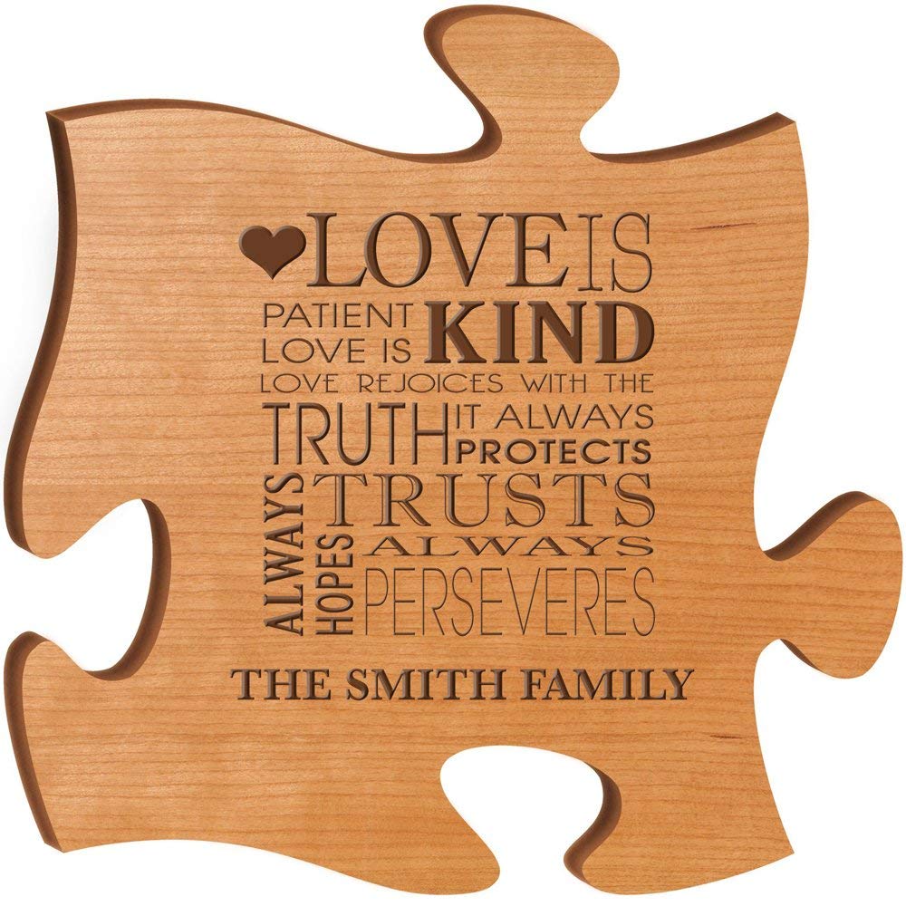 Personalized Custom Engraved Puzzle Sign - Love Is Patient Love Is Kind - LifeSong Milestones