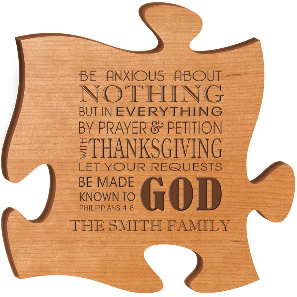 Personalized Custom Engraved Puzzle Sign - Philipians 4:6 - LifeSong Milestones