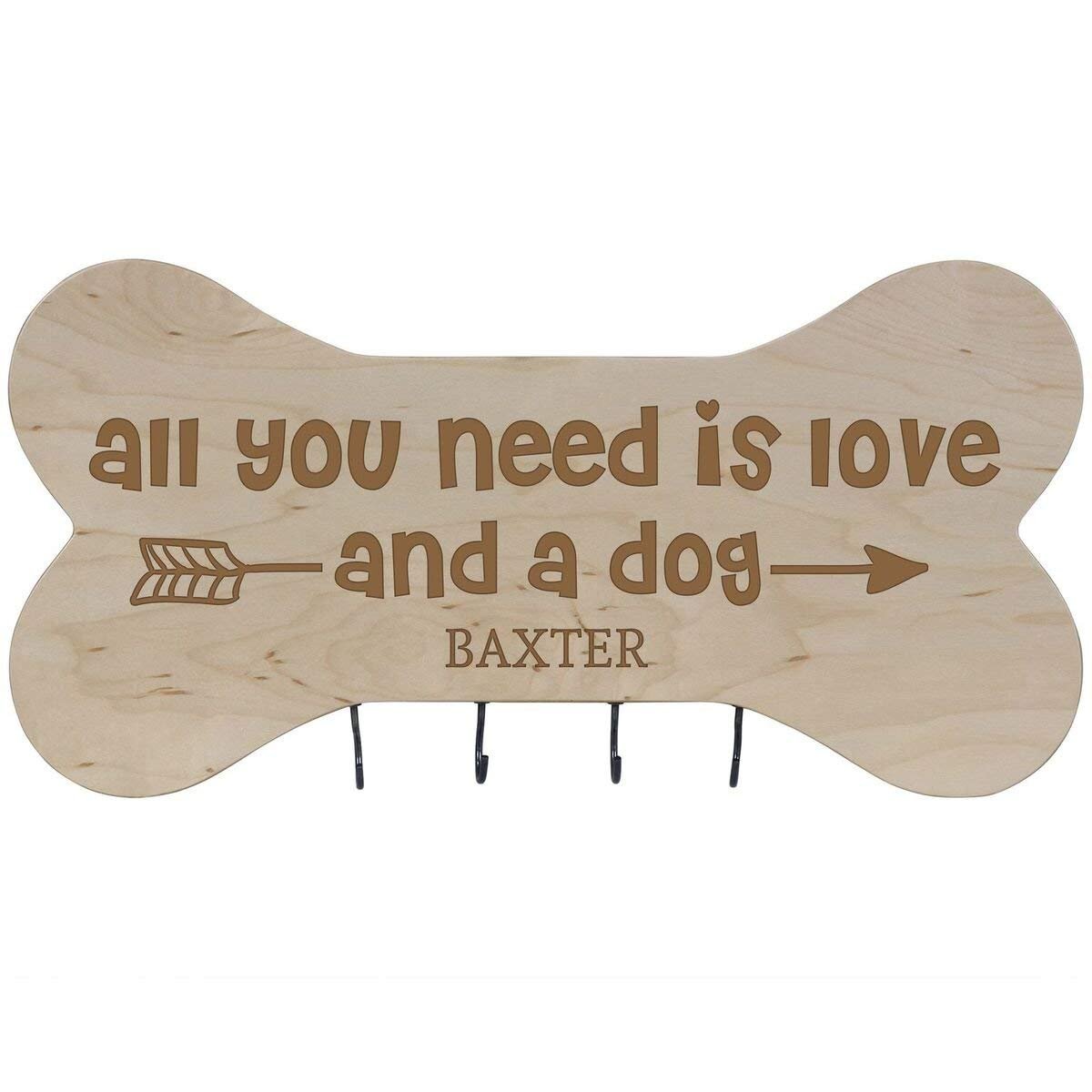 Personalized Dog Bone Sign With Hooks - All You Need Is Love - LifeSong Milestones