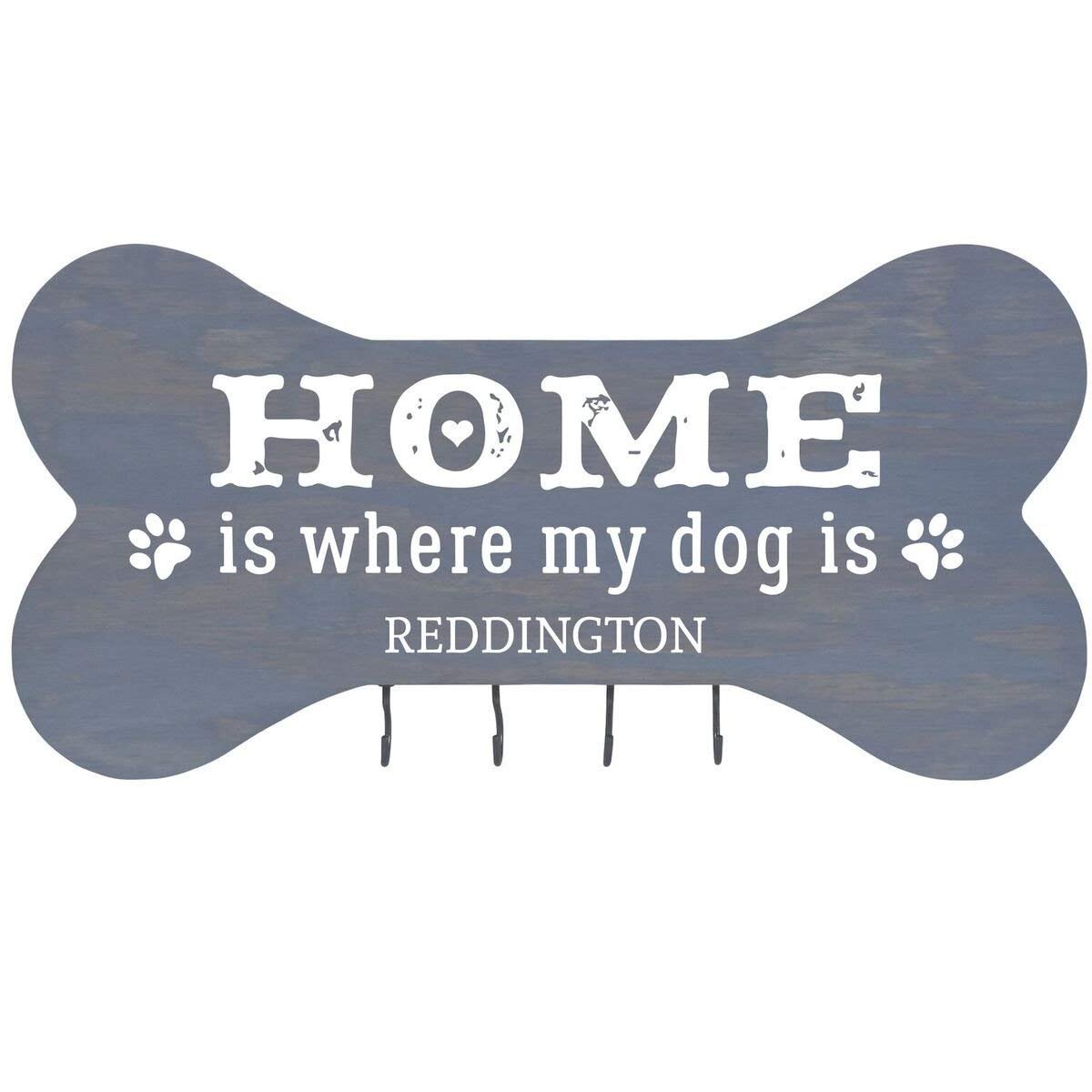 Personalized Dog Bone Sign With Hooks - Home Is Where - LifeSong Milestones