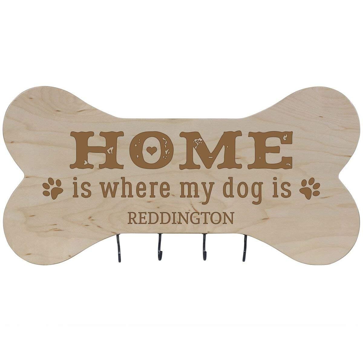 Personalized Dog Bone Sign With Hooks - Home Is Where - LifeSong Milestones