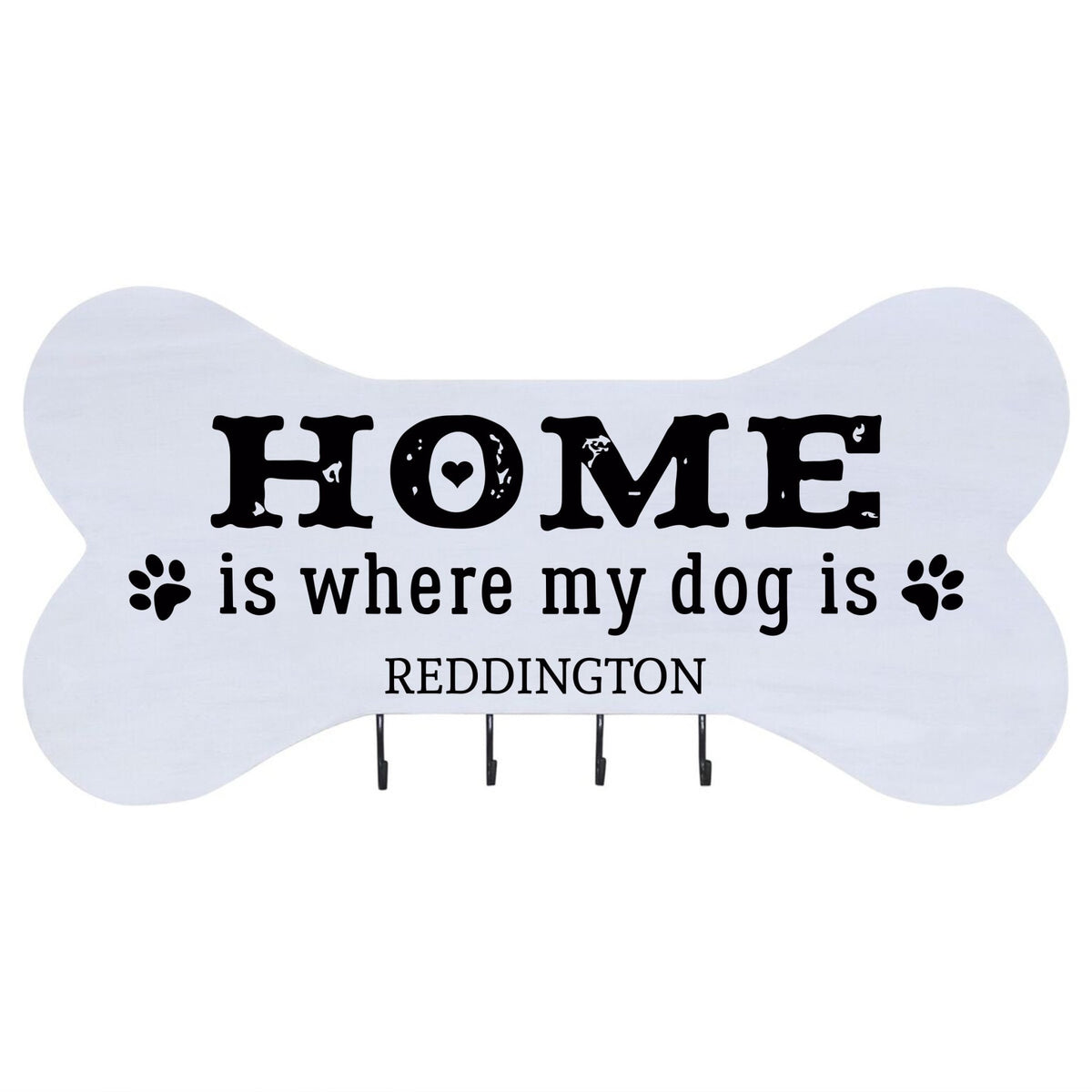 Personalized Dog Bone Sign With Hooks - Home Is Where - LifeSong Milestones