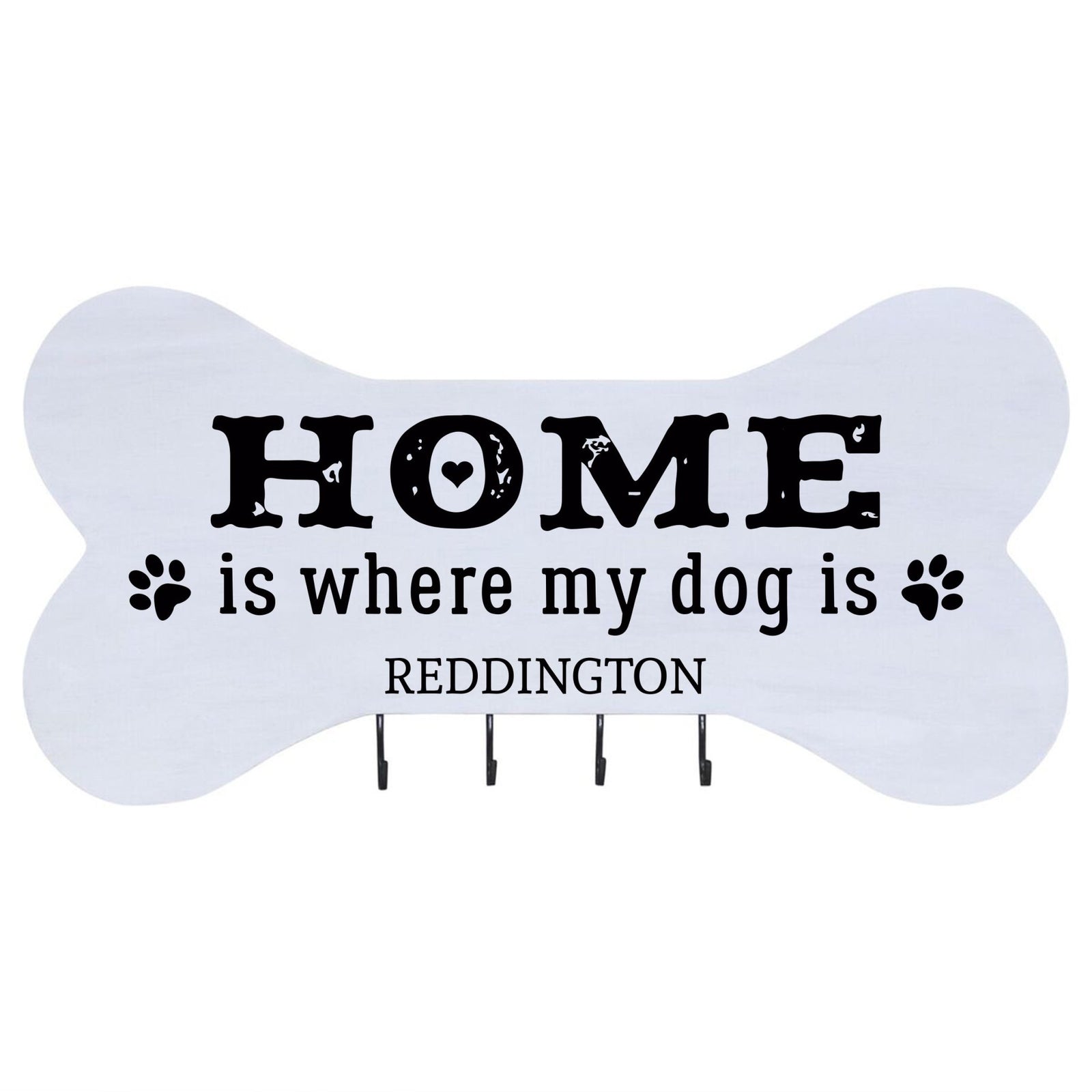 Personalized Dog Bone Sign With Hooks - Home Is Where - LifeSong Milestones