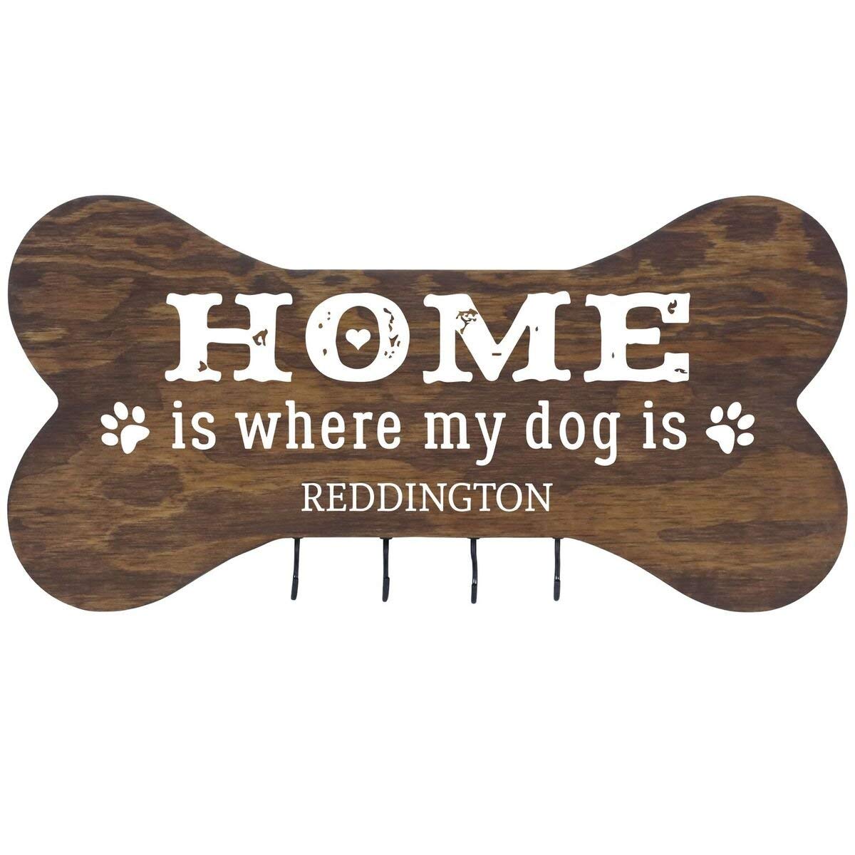 Personalized Dog Bone Sign With Hooks - Home Is Where - LifeSong Milestones