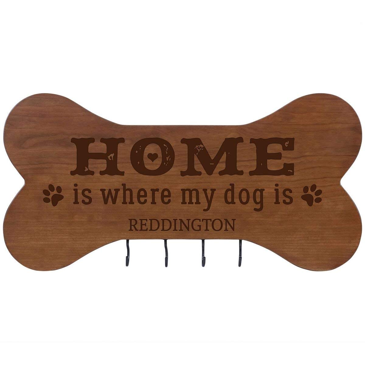 Personalized Dog Bone Sign With Hooks - Home Is Where - LifeSong Milestones