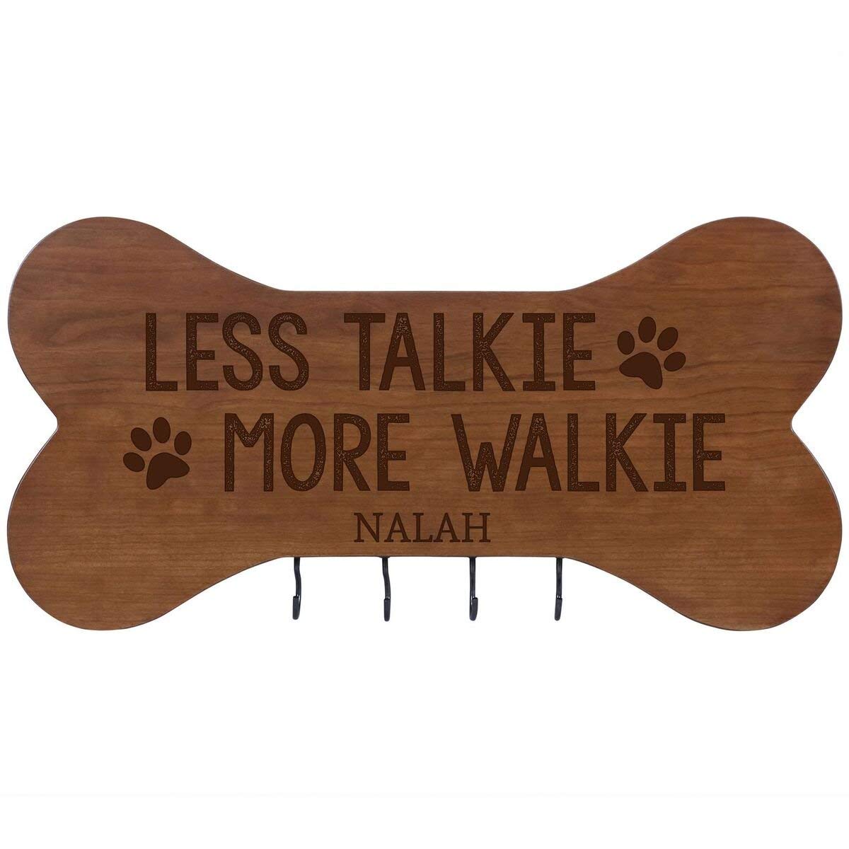 Personalized Dog Bone Sign With Hooks - Less Talkie More Walkie - LifeSong Milestones