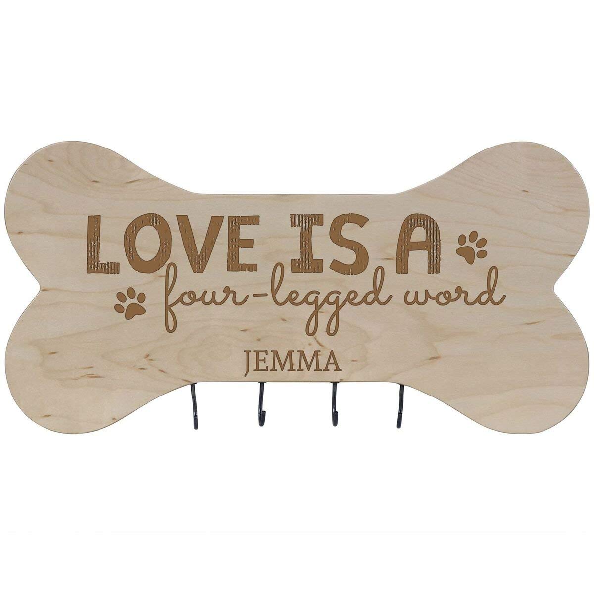 Personalized Dog Bone Sign With Hooks - Love Is A - LifeSong Milestones
