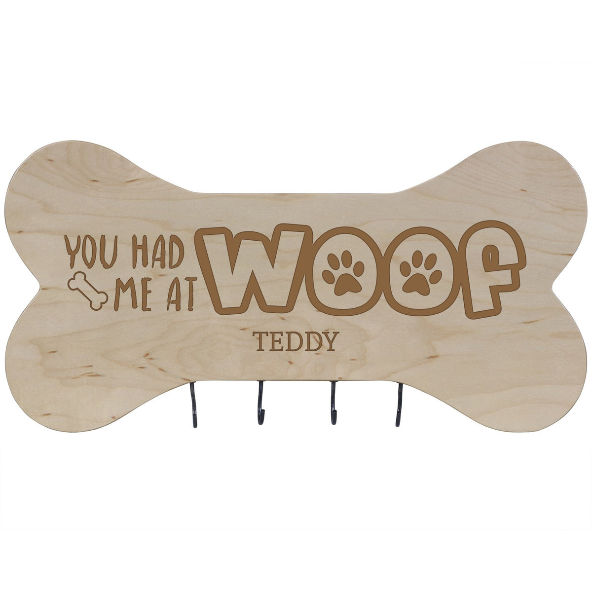 Personalized Dog Bone Sign With Hooks - Maple You Had Me At Woof - LifeSong Milestones