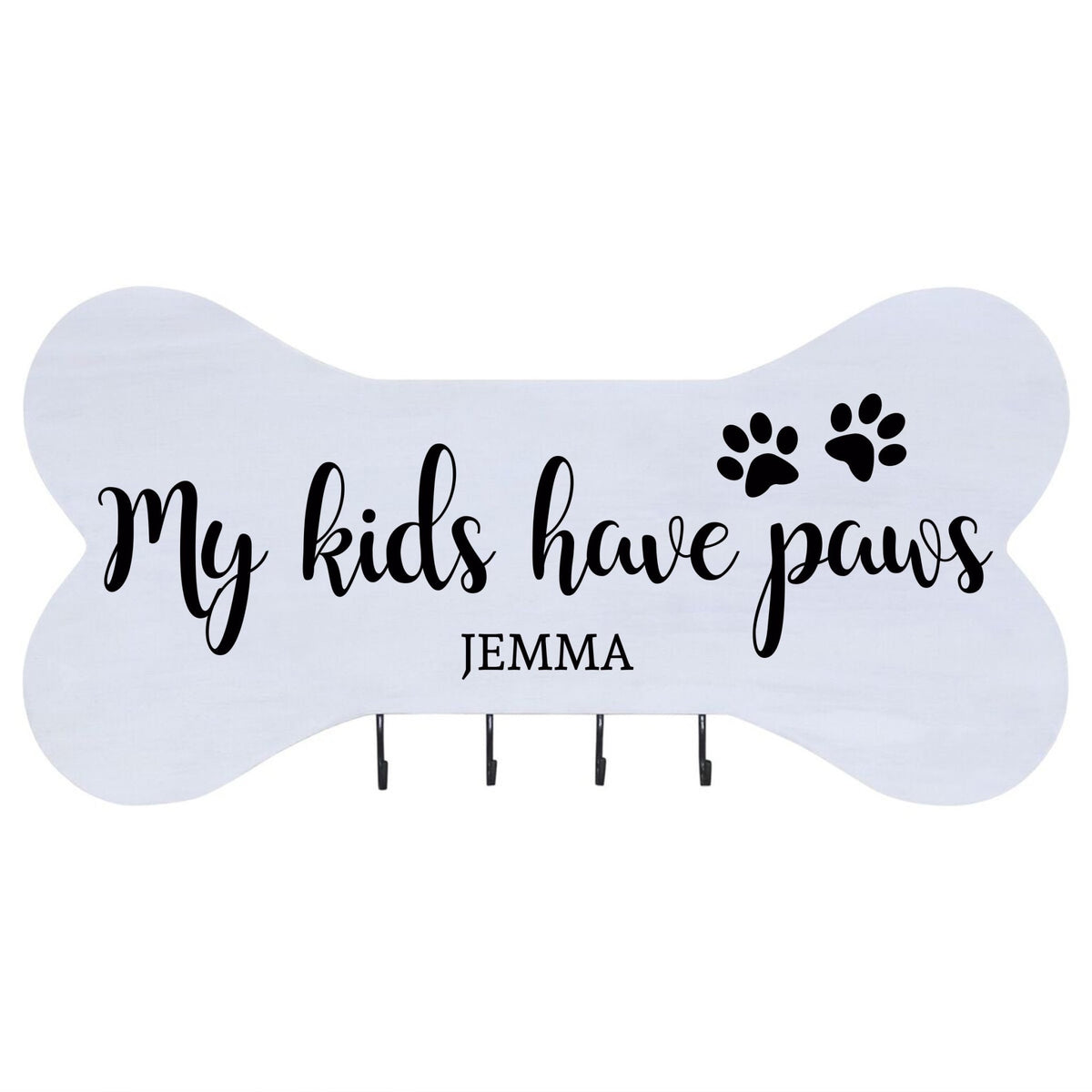 Personalized Dog Bone Sign With Hooks - My Kids Have Paws - LifeSong Milestones