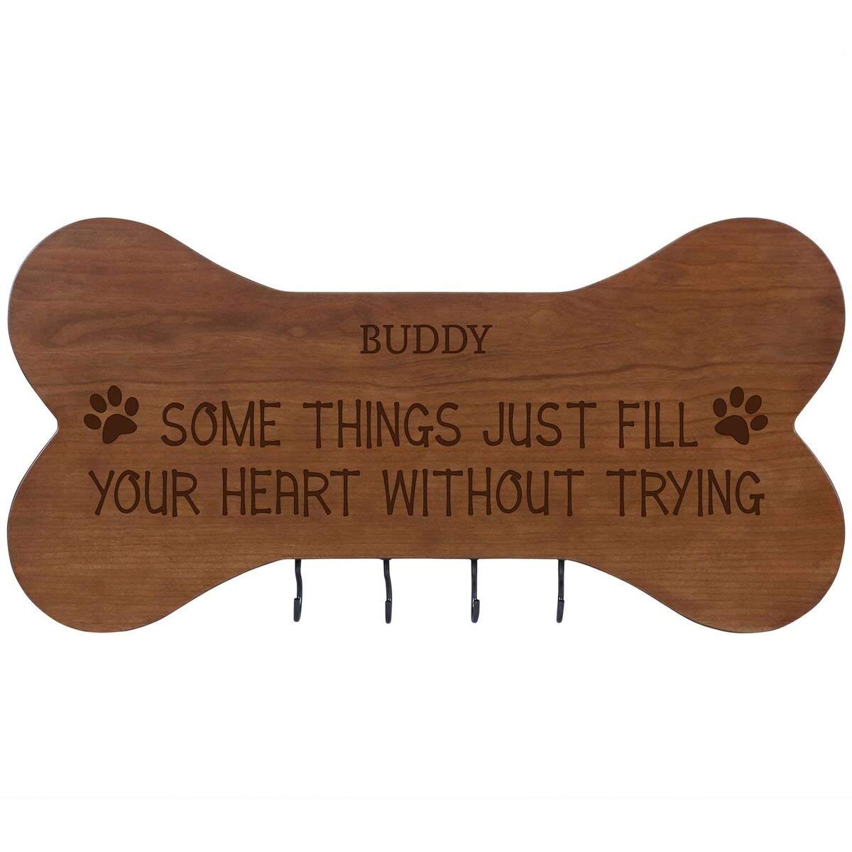 Personalized Dog Bone Sign With Hooks - Some Things Just Fill - LifeSong Milestones