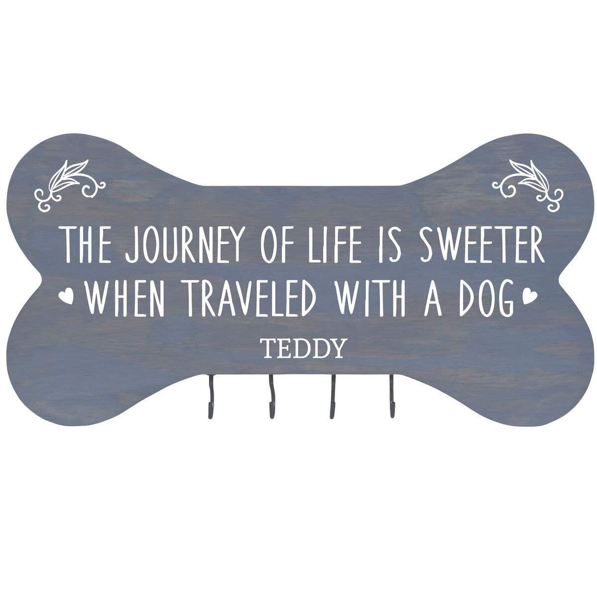 Personalized Dog Bone Sign With Hooks - The Journey Of Life - LifeSong Milestones