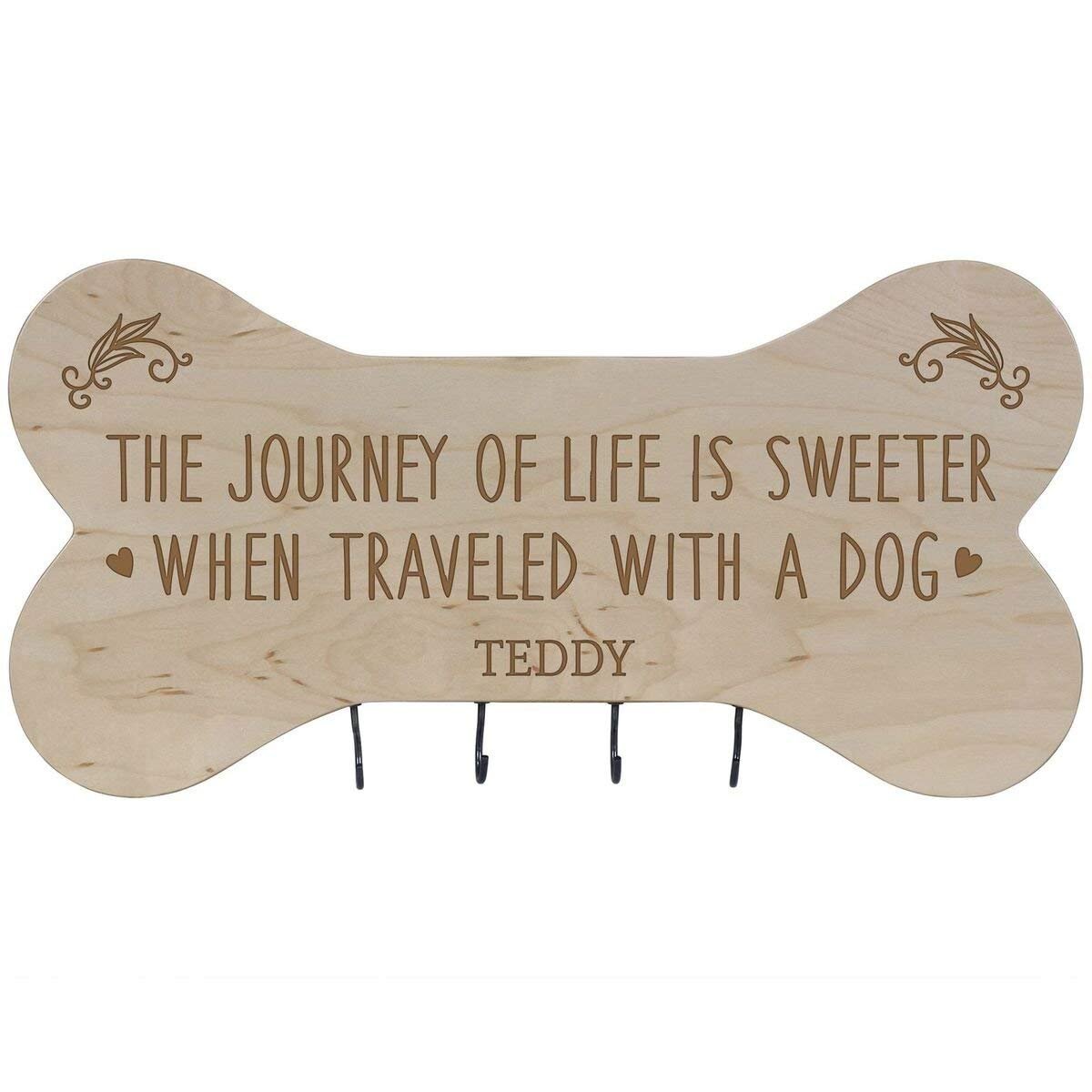 Personalized Dog Bone Sign With Hooks - The Journey Of Life - LifeSong Milestones