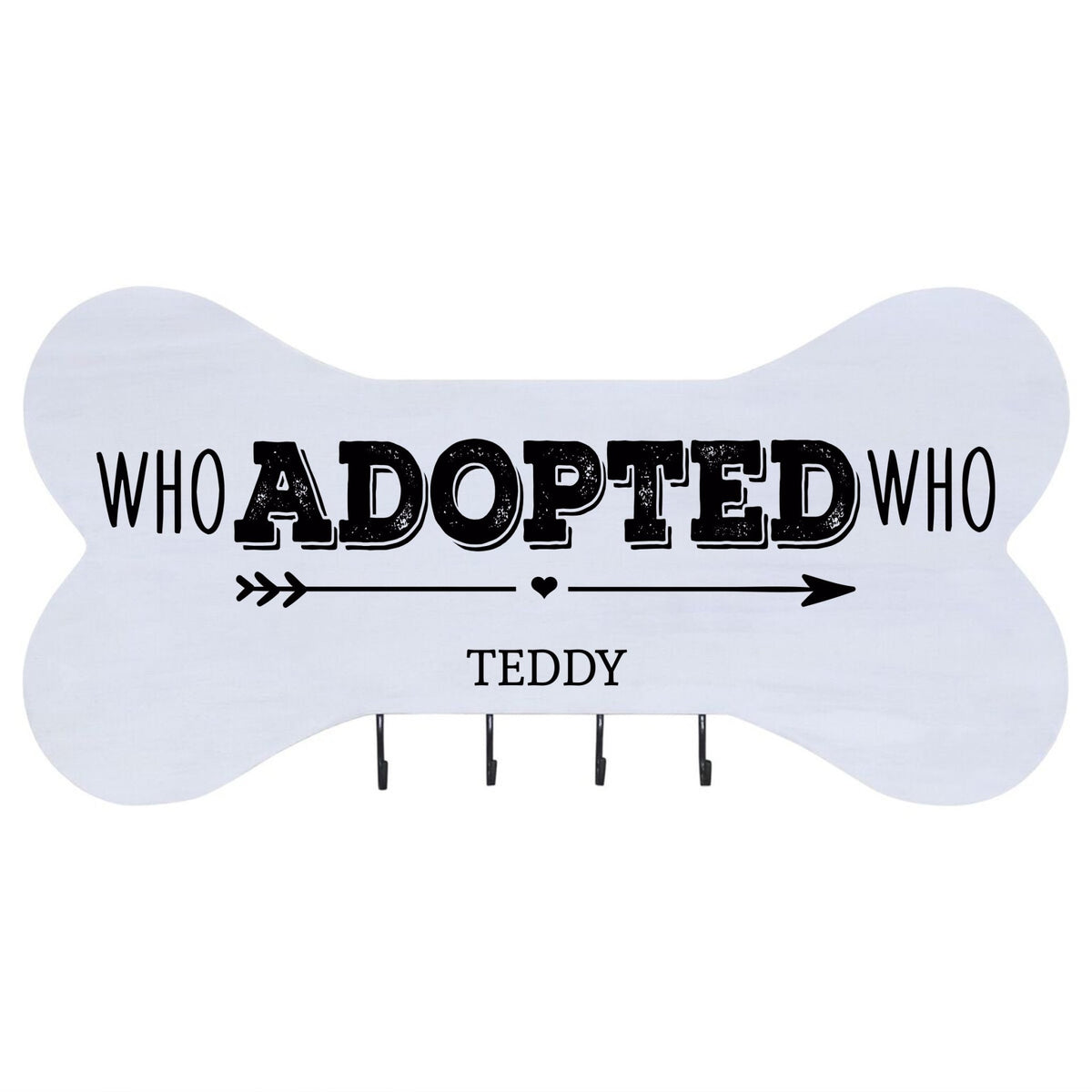 Personalized Dog Bone Sign With Hooks - Who Adopted Who - LifeSong Milestones