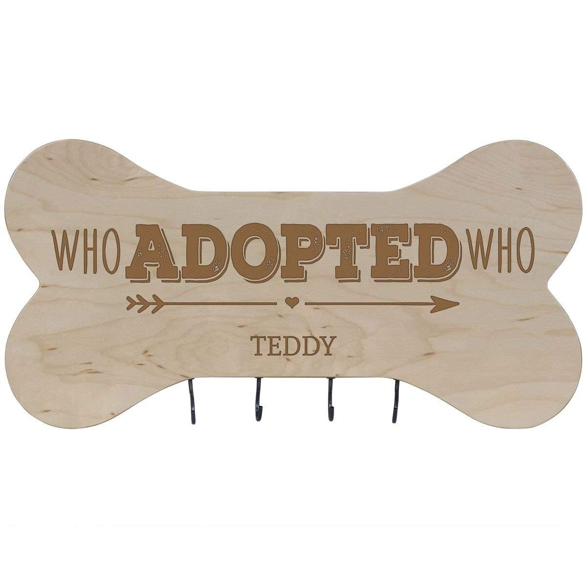 Personalized Dog Bone Sign With Hooks - Who Adopted Who - LifeSong Milestones