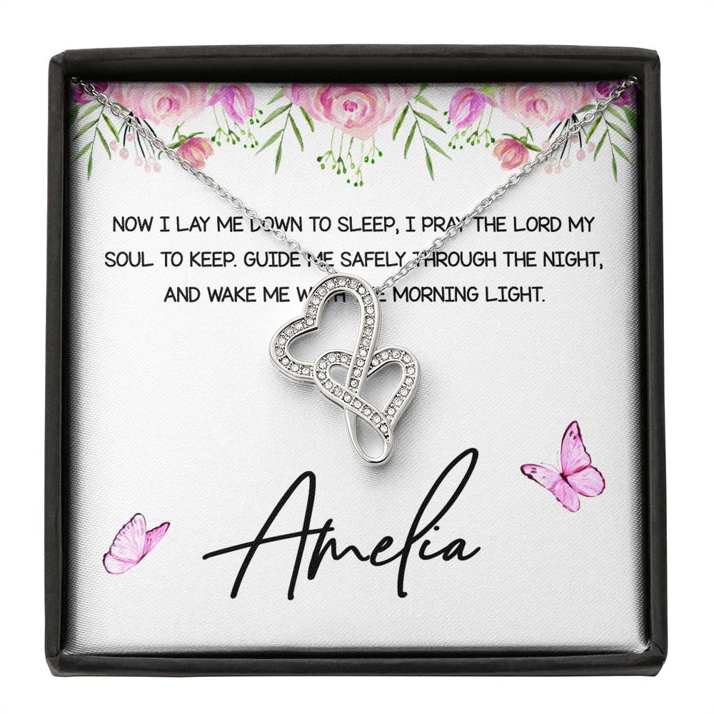 Personalized Double Heart Necklace From Godmother to Goddaughter Now I Lay Me Down To Sleep - LifeSong Milestones