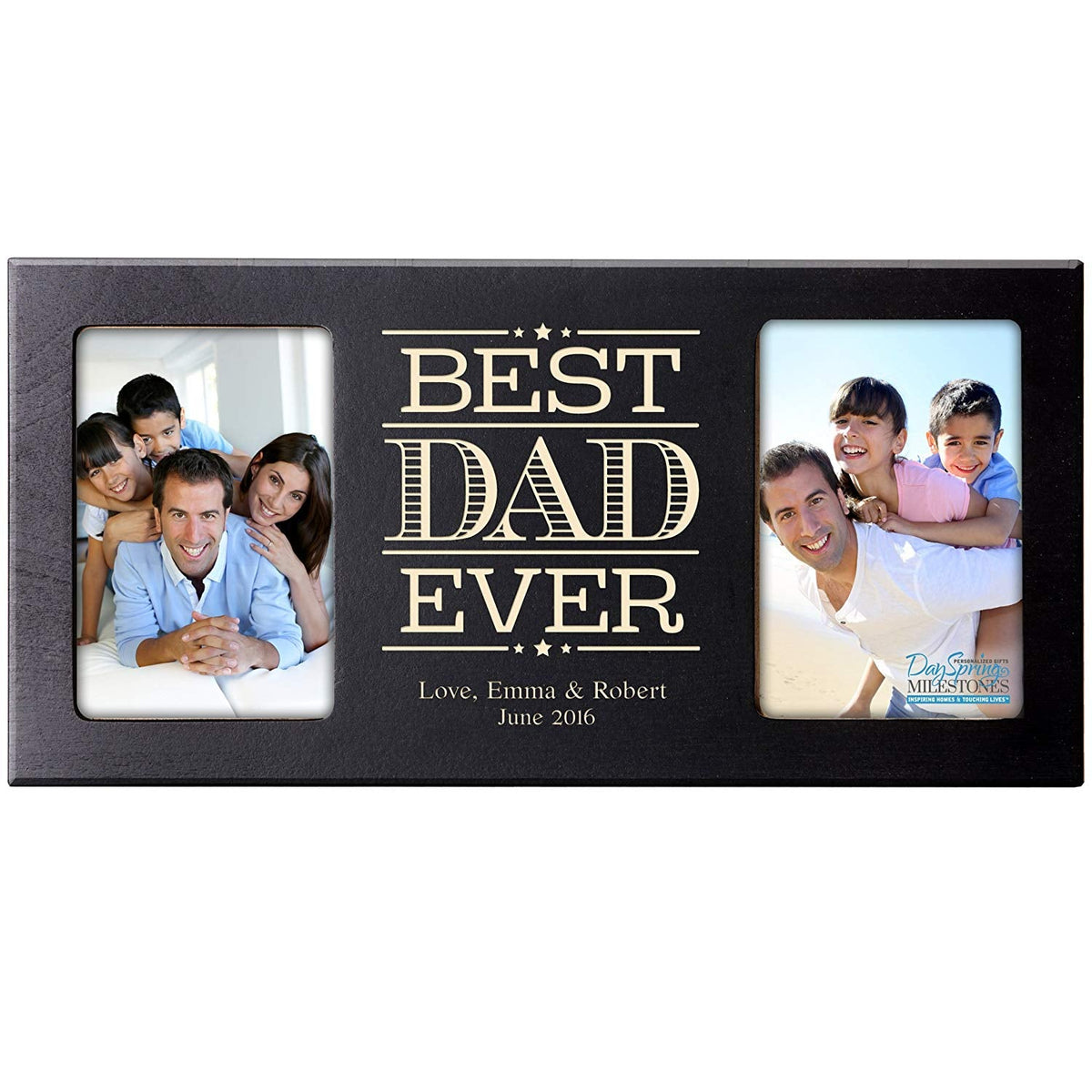 Personalized Double Photo Frame Gift For Fathers Day - Best Dad - LifeSong Milestones