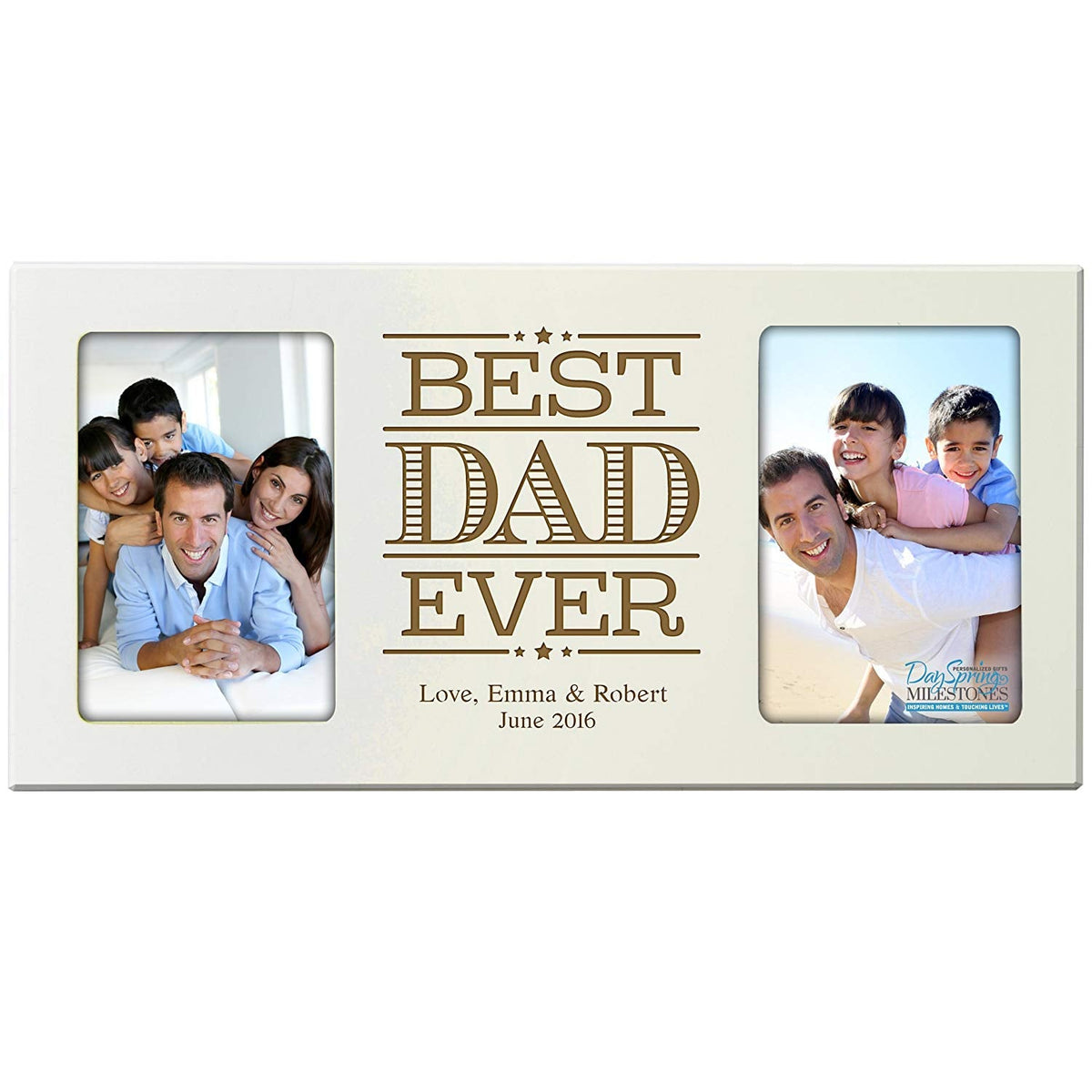 Personalized Double Photo Frame Gift For Fathers Day - Best Dad - LifeSong Milestones