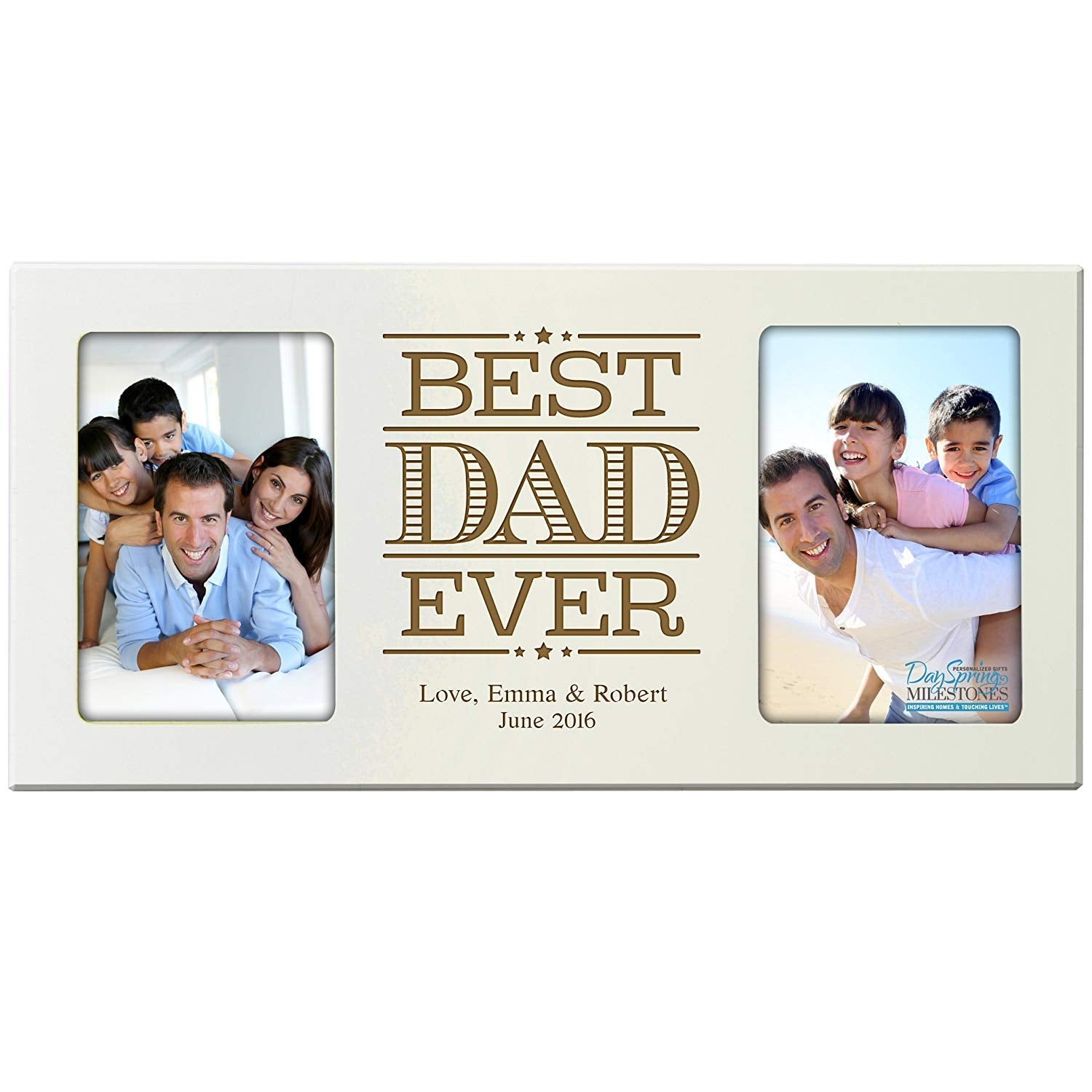 Personalized Double Photo Frame Gift For Fathers Day - Best Dad - LifeSong Milestones