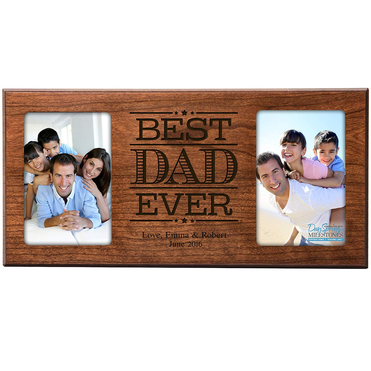 Personalized Double Photo Frame Gift For Fathers Day - Best Dad - LifeSong Milestones