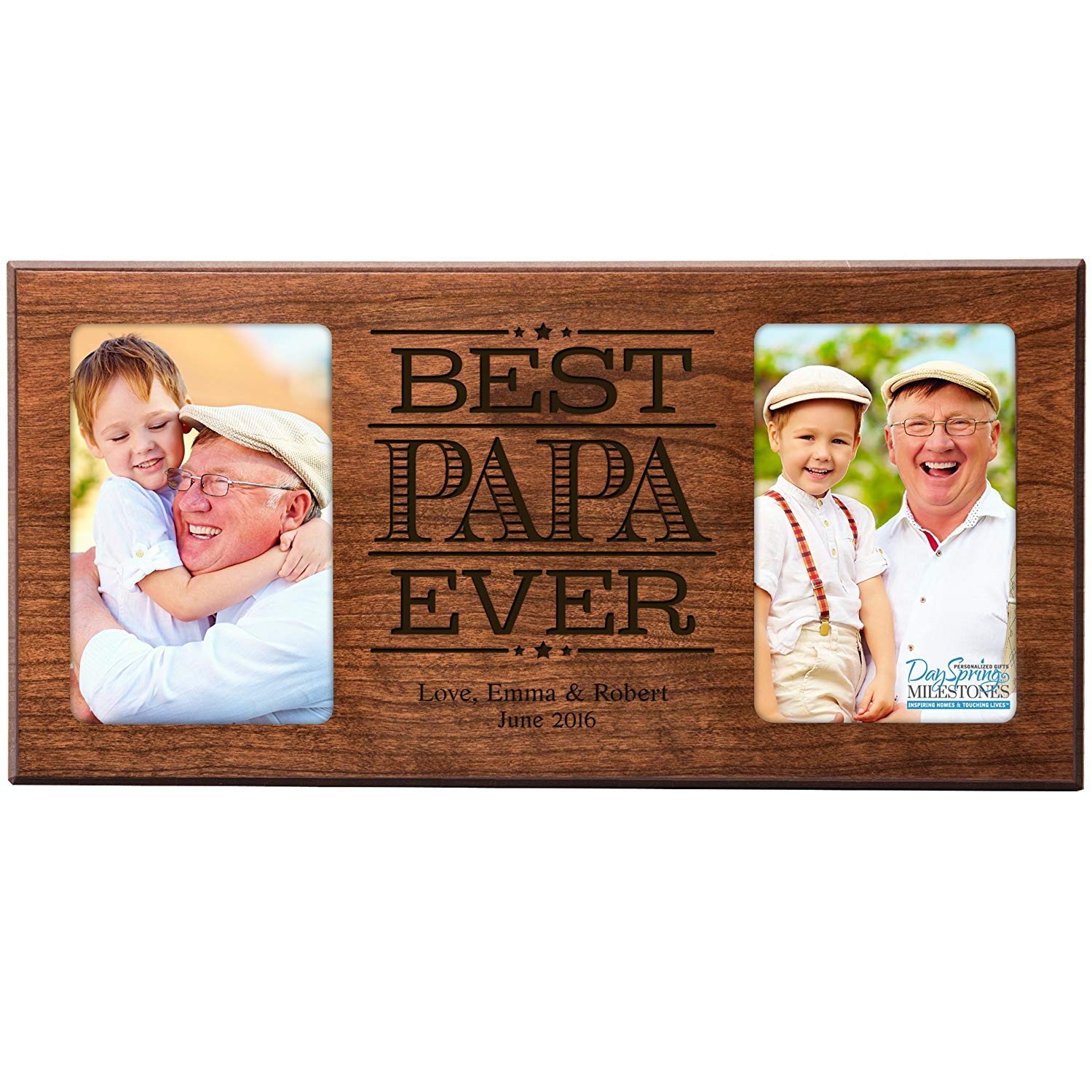 Personalized Double Photo Frame Gift For Fathers Day - Best Papa - LifeSong Milestones