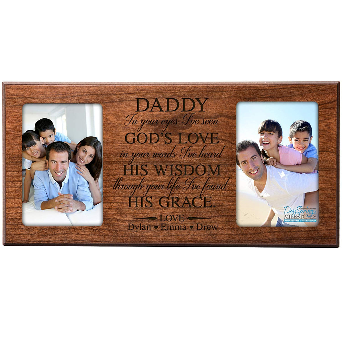 Personalized Double Photo Frame Gift For Fathers Day - God&#39;s Love - LifeSong Milestones