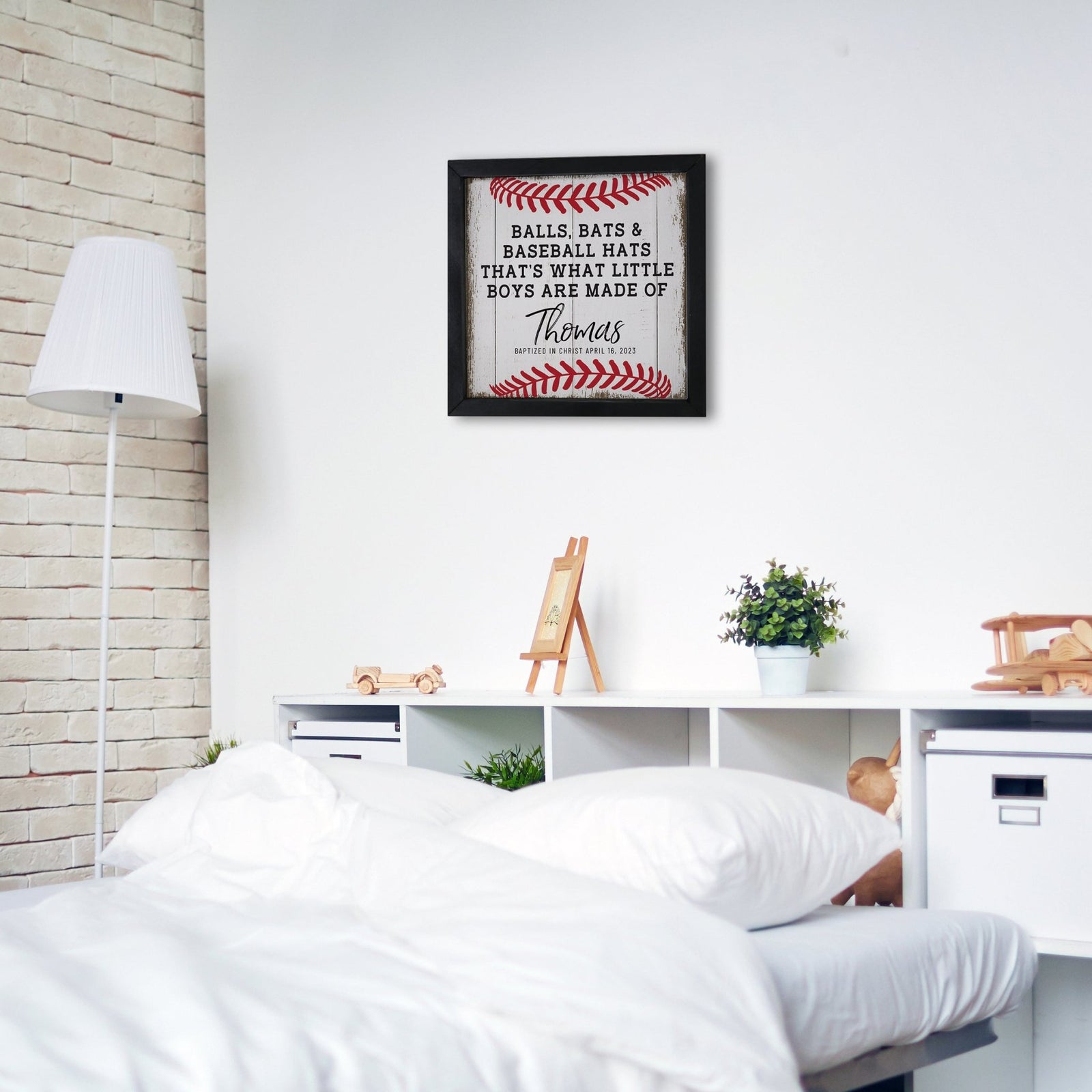 Personalized Elegant Baseball Framed Shadow Box Shelf Décor With Inspiring Bible Verses - Balls. Bats, & Baseball Hats - LifeSong Milestones