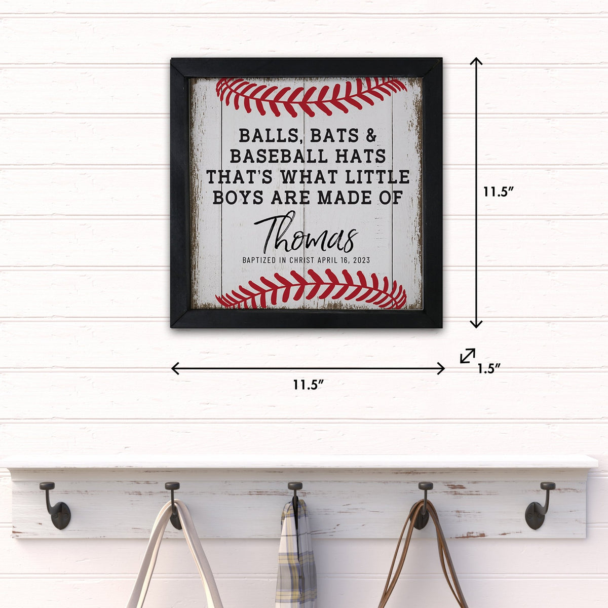 Personalized Elegant Baseball Framed Shadow Box Shelf Décor With Inspiring Bible Verses - Balls. Bats, & Baseball Hats - LifeSong Milestones