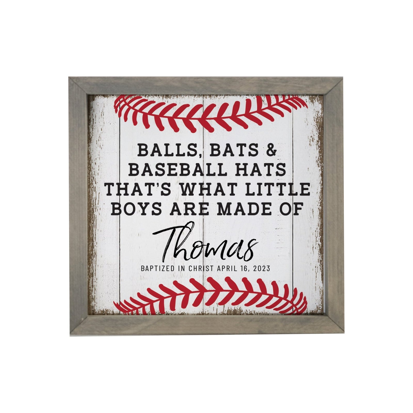 Personalized Elegant Baseball Framed Shadow Box Shelf Décor With Inspiring Bible Verses - Balls. Bats, & Baseball Hats - LifeSong Milestones