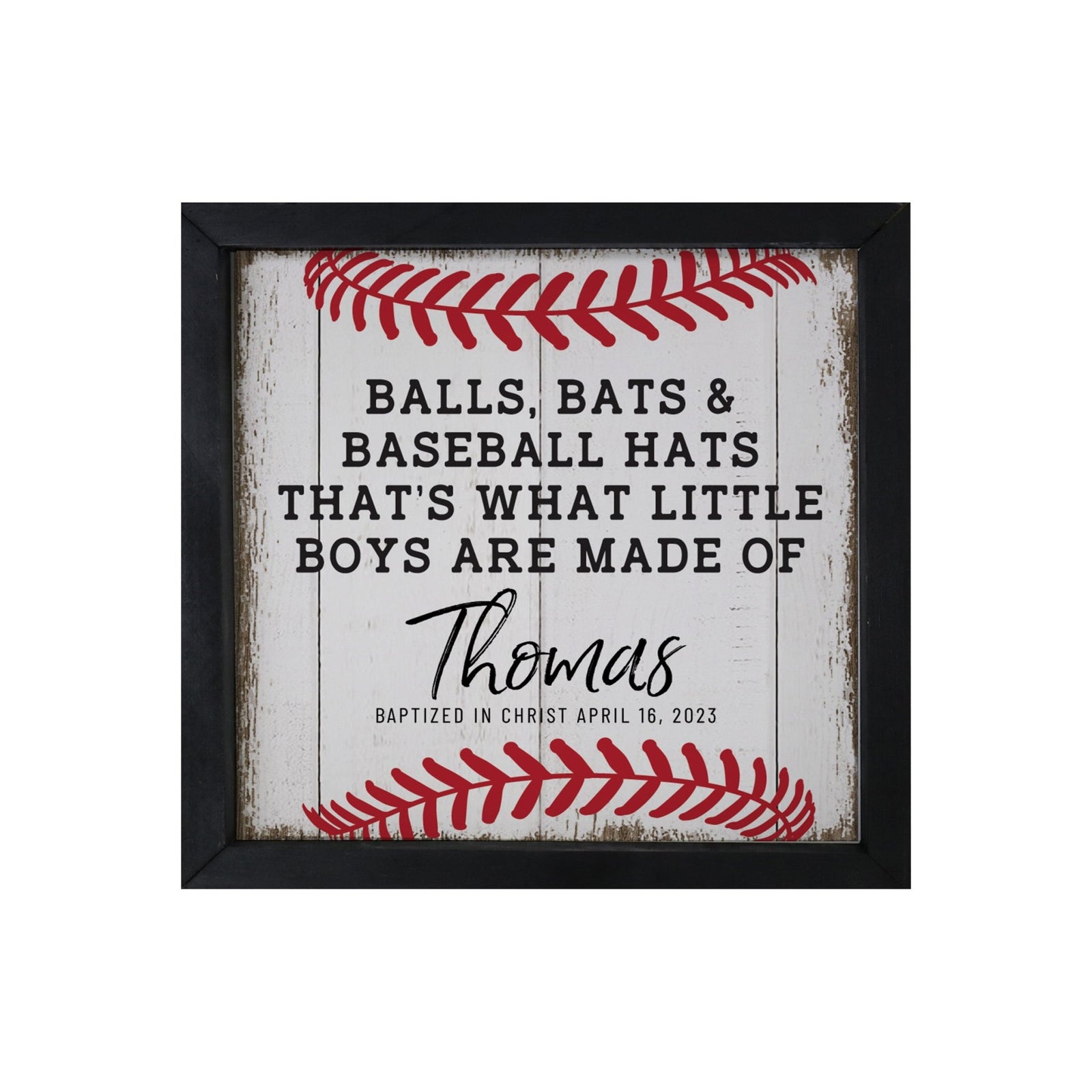 Personalized Elegant Baseball Framed Shadow Box Shelf Décor With Inspiring Bible Verses - Balls. Bats, & Baseball Hats - LifeSong Milestones