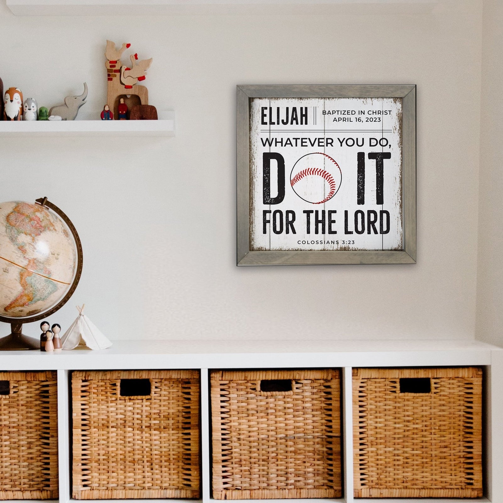Personalized Elegant Baseball Framed Shadow Box Shelf Décor With Inspiring Bible Verses - Do It - LifeSong Milestones