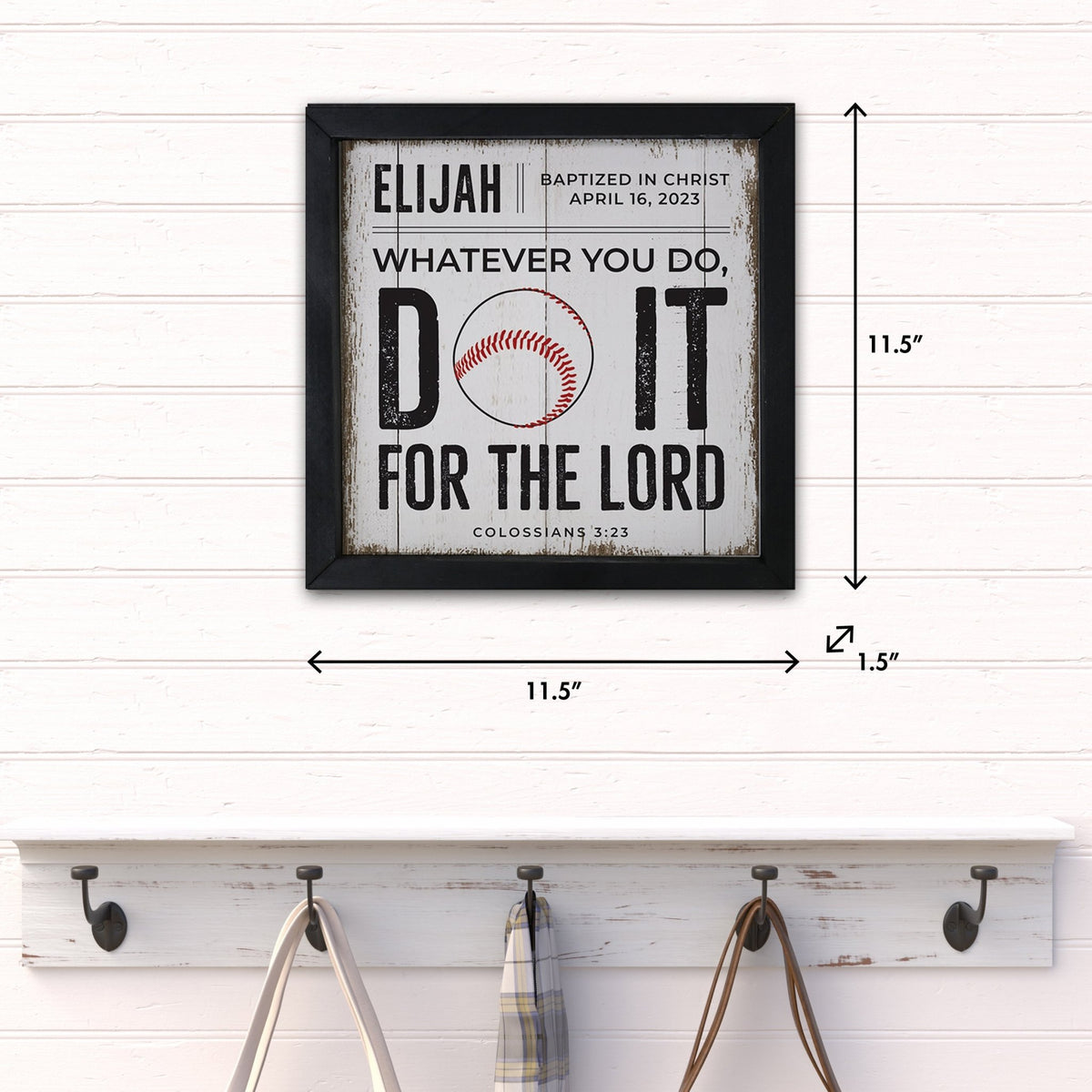 Personalized Elegant Baseball Framed Shadow Box Shelf Décor With Inspiring Bible Verses - Do It - LifeSong Milestones