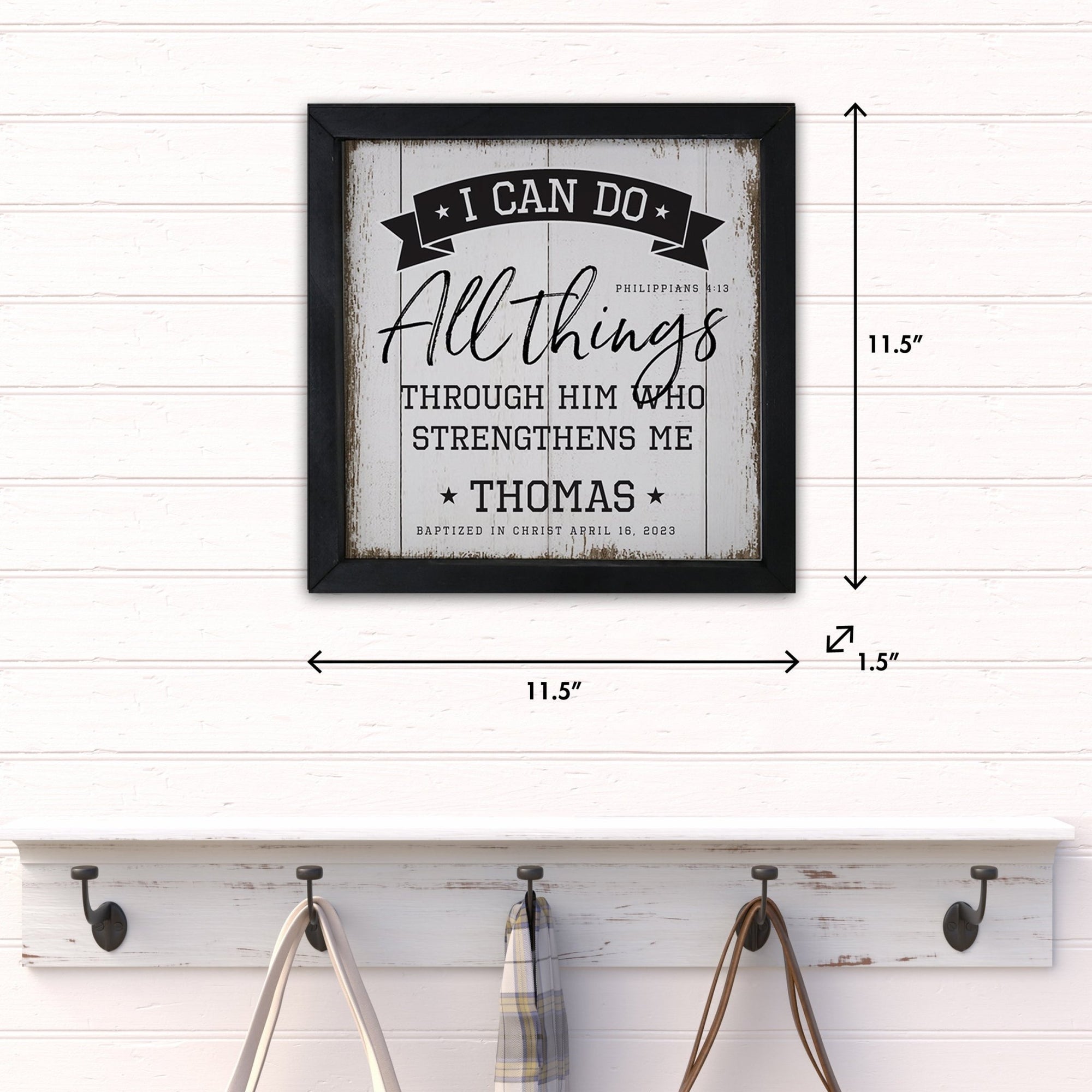 Personalized Elegant Baseball Framed Shadow Box Shelf Décor With Inspiring Bible Verses - I Can Do All Things - LifeSong Milestones